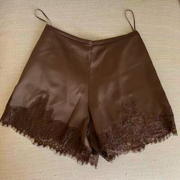 BEST Reformation Fern Satin Short Small  Pinecone Cafe Lace French Causal - Picture 7 of 11